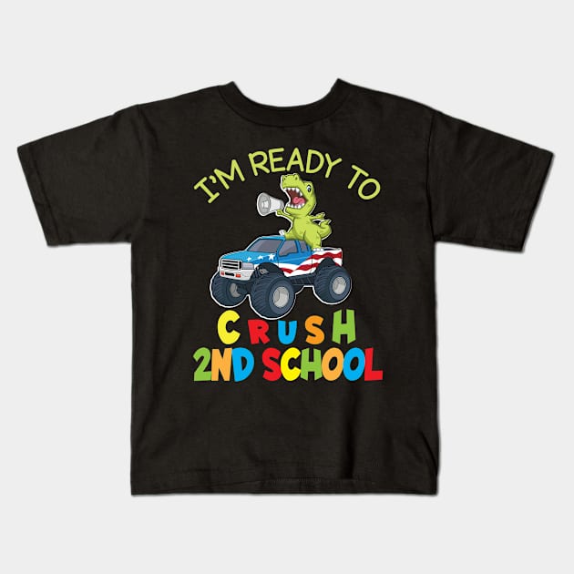 Dinosaur Student On Truck I'm Ready To Crush 2nd Grade Class Kids T-Shirt by bakhanh123